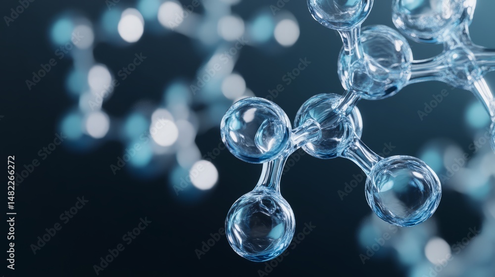 Poster 3d rendering of dna molecule structure isolated on futuristic medical background representing bioche