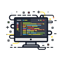 2D programming web icon in line style  Icons, Flat lay Icon