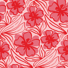 Abstract artistic Florals seamless pattern background vector. Colorful botanical wallpaper with flower, foliage. Design for prints, cover, fabric, packaging, wall art, home decor.