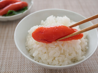 ご飯の上のたらこ