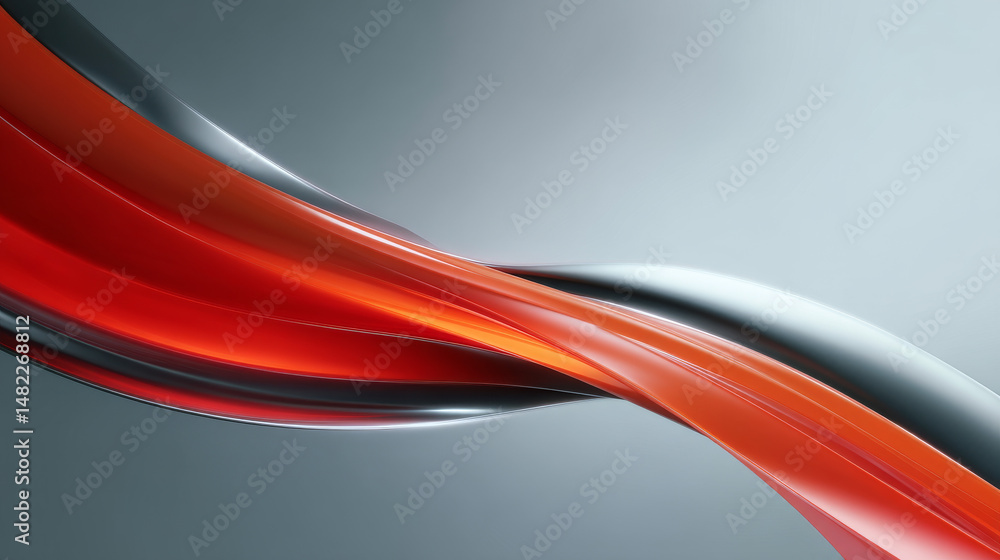 Poster abstract wave design in red and black with smooth gradients and a modern aesthetic.