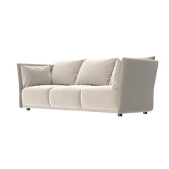 modern beige fabric sofa angled view isolated.