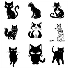 Black Cute Cat Vector 
