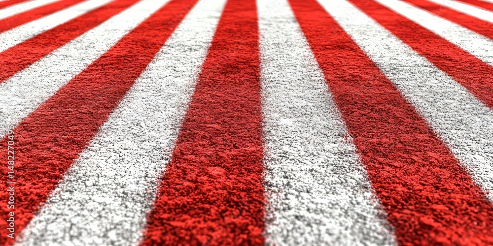 Poster red and white lines pattern on perspective concrete for banners background or website header.