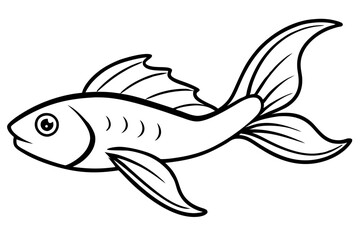 flying fish silhouette line art vector illustration with a white background