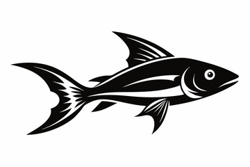 flying fish silhouette line art vector illustration with a white background