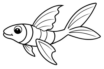 Obraz premium flying fish silhouette line art vector illustration with a white background