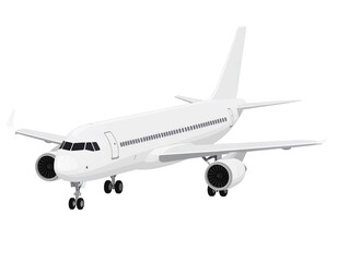 Fototapeta premium A pristine white passenger jet, ready for takeoff, showcasing its sleek design and powerful engines