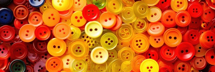 Fototapeta premium Colorful Buttons Background Bright Orange Yellow Red Texture warm craft retro shiny macro image