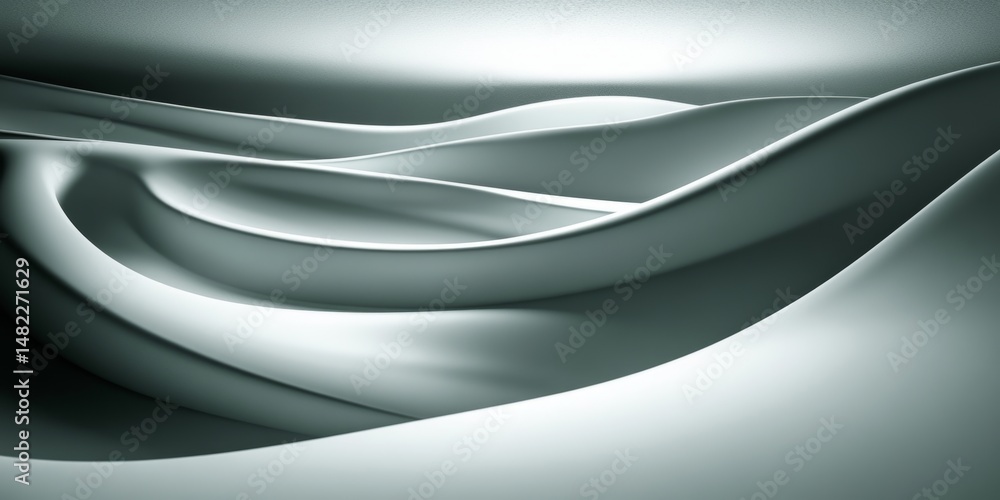 Poster abstract background of flowing aqua green waves creating serene patterns, digital art, 3d render.