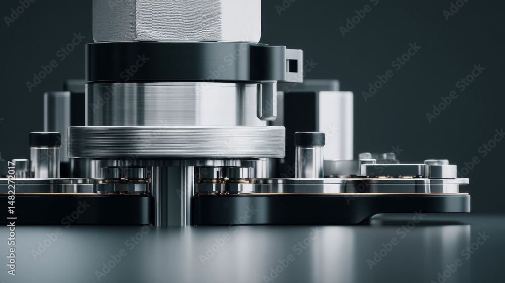 Poster close-up of a high-tech industrial machine component highlighting precision design.