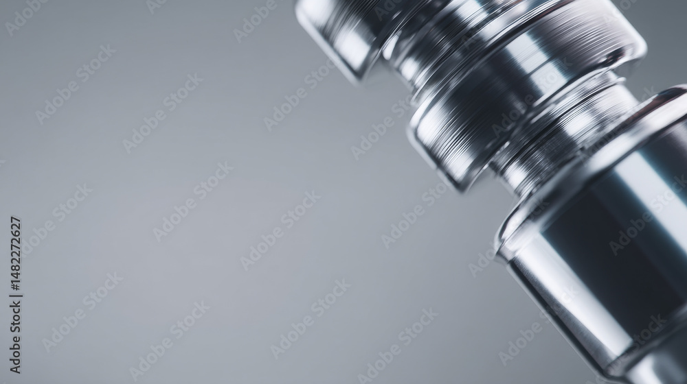 Poster close-up of a metallic component showcasing advanced engineering and design.