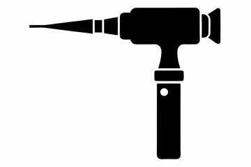 otoscope silhouette line art vector illustration with a white background