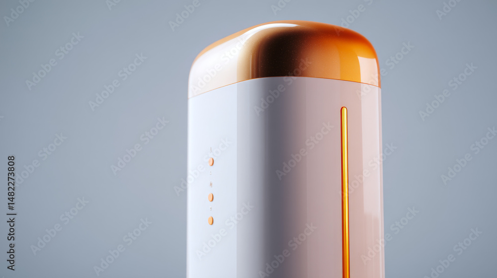 Aufkleber close-up of a modern device with a sleek design and warm color highlights.