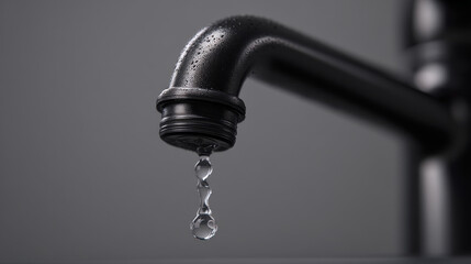 Close-up of a modern faucet dripping with water, showcasing sleek design and functionality.