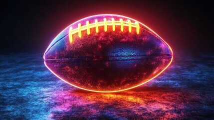Illuminated football on textured surface