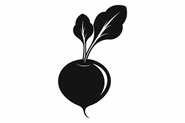 radish silhouette line art vector illustration with a white background