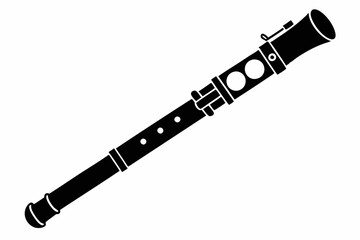 recorder silhouette line art vector illustration with a white background