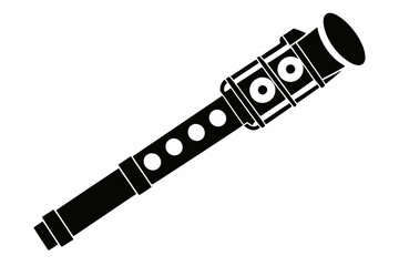 recorder silhouette line art vector illustration with a white background