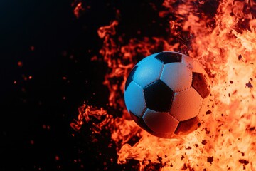 Soccer ball in fiery explosion