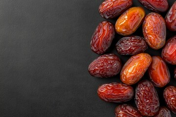 Dried dates on dark surface
