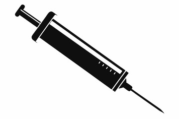 Fototapeta premium syringe silhouette line art vector illustration with a white background