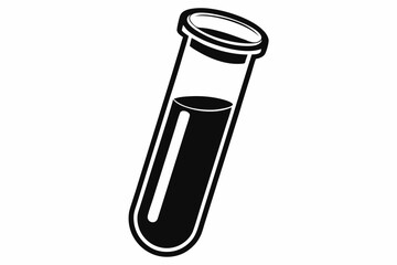 test tube silhouette line art vector illustration with a white background