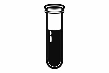 test tube silhouette line art vector illustration with a white background