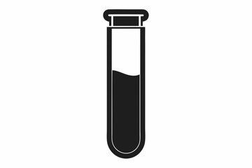 test tube silhouette line art vector illustration with a white background