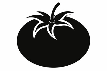 tomato silhouette line art vector illustration with a white background