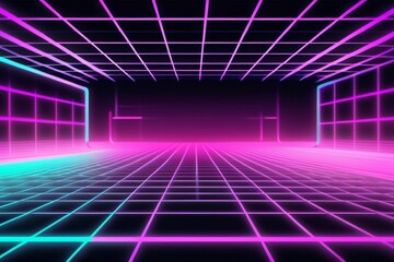 Fototapeta premium High-quality neon pastel background with techy grid elements, perfect for trendy web templates, creative hero sections, and Gen Z design slides. 