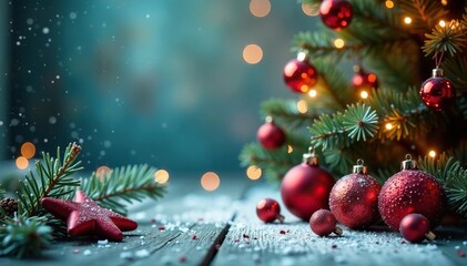 A festive Christmas scene with decorations, conveying celebratory wishes , holiday background, celebration, festive
