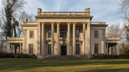 Fototapeta premium Magnificent Greek Revival Mansion: A Timeless Architectural Masterpiece