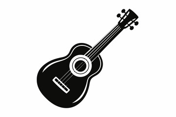 ukulele silhouette line art vector illustration with a white background