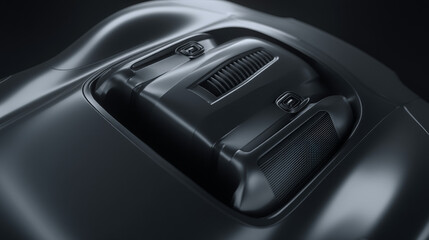 Obraz premium Close-up of a sleek, futuristic black technology component showcasing advanced design.