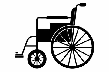 Fototapeta premium wheelchair silhouette line art vector illustration with a white background