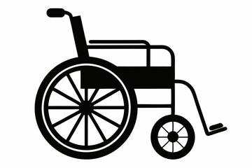 wheelchair silhouette line art vector illustration with a white background