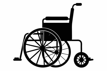 Fototapeta premium wheelchair silhouette line art vector illustration with a white background