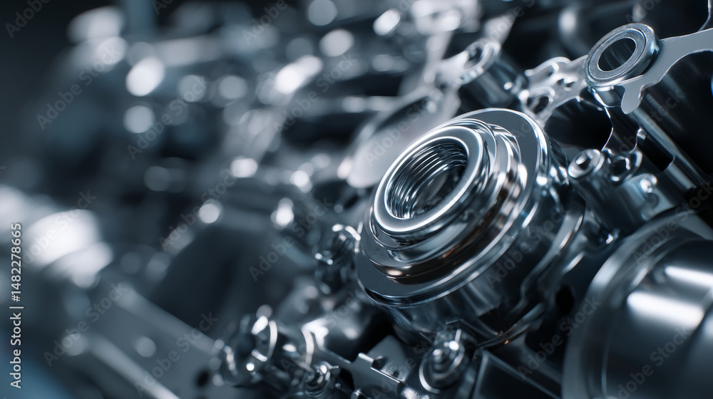 Aufkleber close-up of intricate machine parts showcasing precision engineering and design.