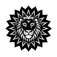 Fototapeta premium a lion’s face merged with a mandala pattern silhouette 2