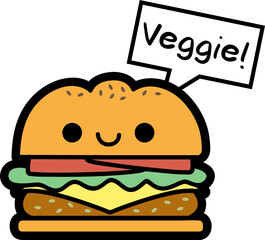 cute veggie burger icon