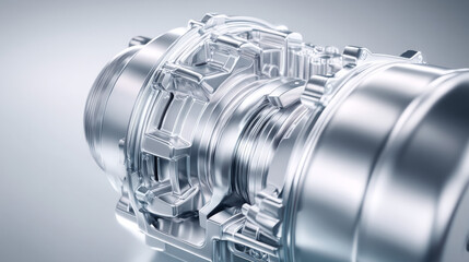 Fototapeta premium Close-up view of a detailed metallic engine component.