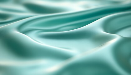 Obraz premium Abstract Background Of Flowing, Aquamarine Fabric With Delicate, Dynamic Waves, Soft Gradient
