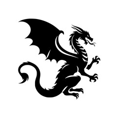 Majestic black dragon silhouette illustration graphic design