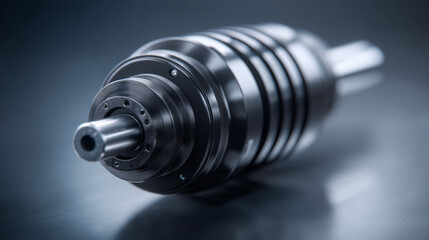 Close-up view of a precision metal component showcasing intricate details.