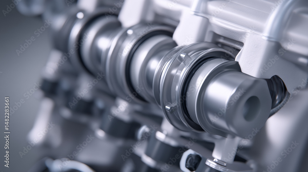 Poster close-up view of an advanced mechanical component in an automotive engine.