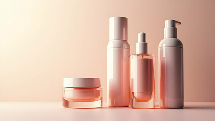 Elegant Cosmetic Bottle Designs: Merging Artistic Innovation with Functional Packaging for Striking Brand Identity in Photo Stock Concepts with Ample Left-Side Empty Space