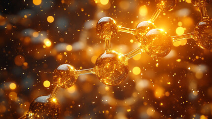 Golden molecular structure with bokeh.
