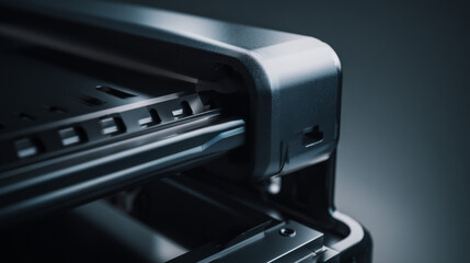 Close-up view of modern printer technology highlighting detailed features.