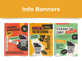 Engaging trash sorting and upcycling info banner for kids, families, and community gatherings at local parks